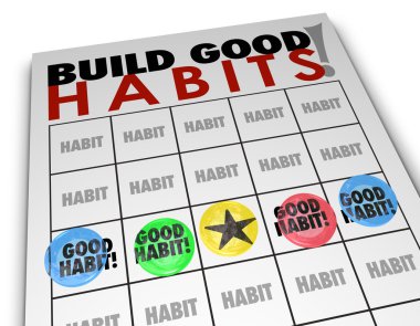 Build Good Habits Bingo Card Develop Strong Skills Growth clipart