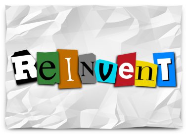 Reinvent Word Cut Out Letters Redo Refresh Rethink clipart