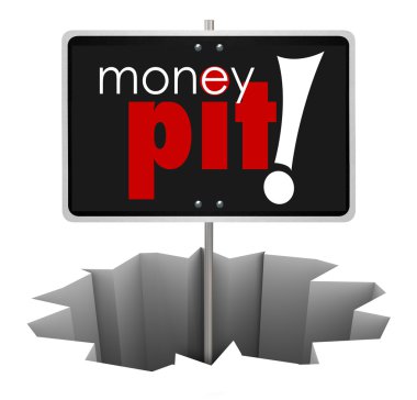 Money Pit Sign in Hole Wasteful Spending Bad Investment clipart