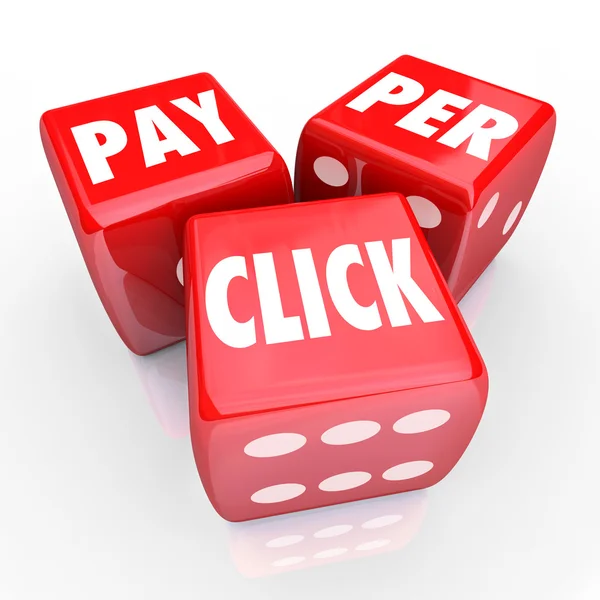 Pay Per Click Parole Dadi PPC Traffico pubblicitario online su Internet — Foto Stock