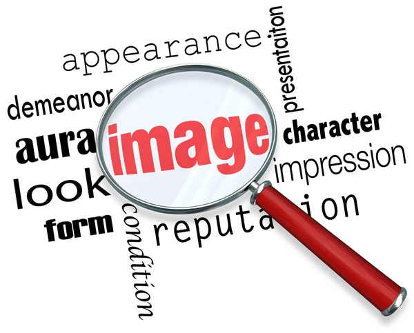 Obrazu lupou vzhled dojem chování slova — Stock fotografie