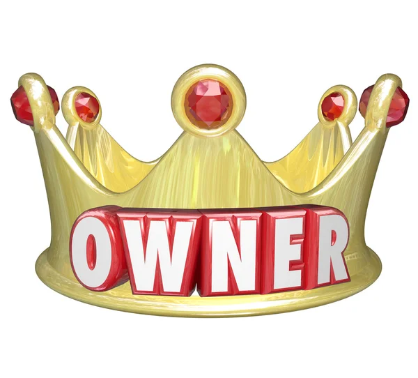 Owner Word 3d Gold Crown Home Property Control — Stock Photo, Image