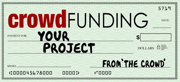 Crowd Funding Check Blank Amount Investing in Your Project — Stock Photo, Image