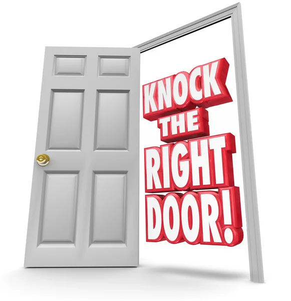 Knock the Right Door 3d Words Find Search Best Customers Solutio — Stock Photo, Image