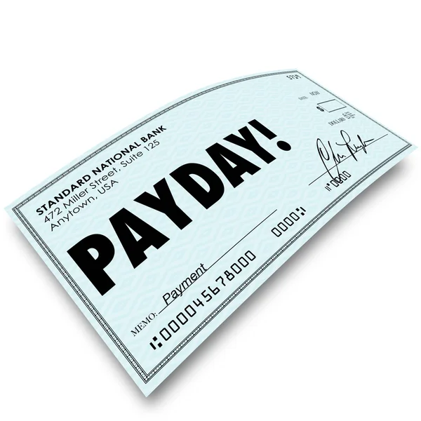Chèque de paie Paiement en argent Gains Indemnité de travail — Photo