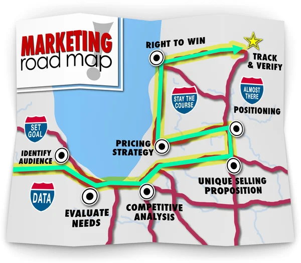 Marketing Road Map Directions Success Launch New Product Busines — Stock Photo, Image
