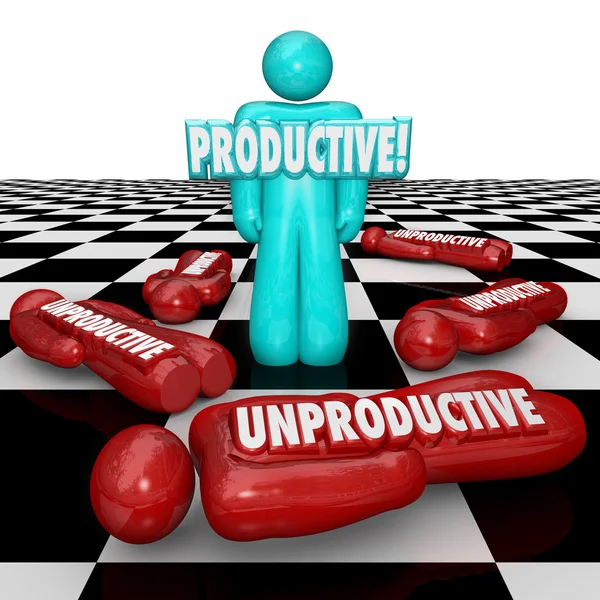 Productive Vs Unproductive Workers One Person Standing Most Effi — Stock Photo, Image