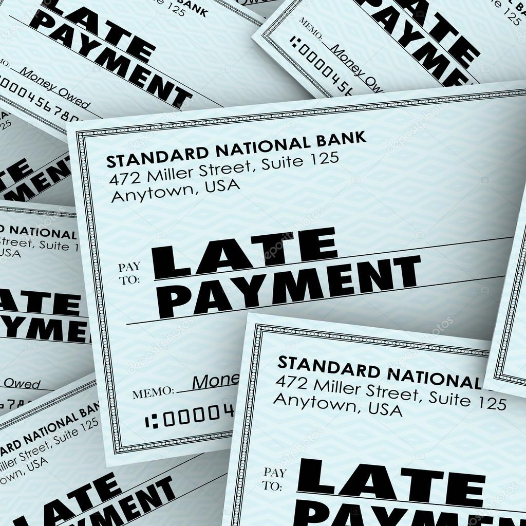 Late Payment Words Overdue Check Paying Bills Pile