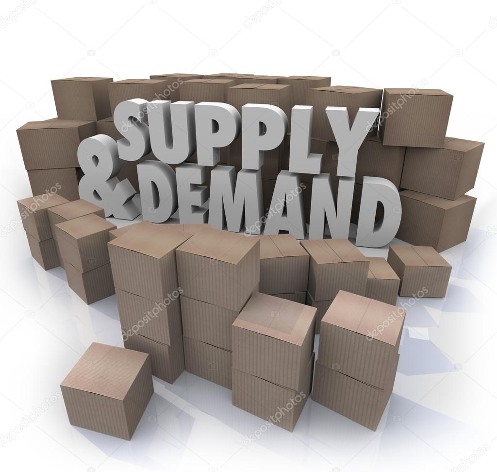 Supply and Demand 3d Words Cardboard Boxes Inventory