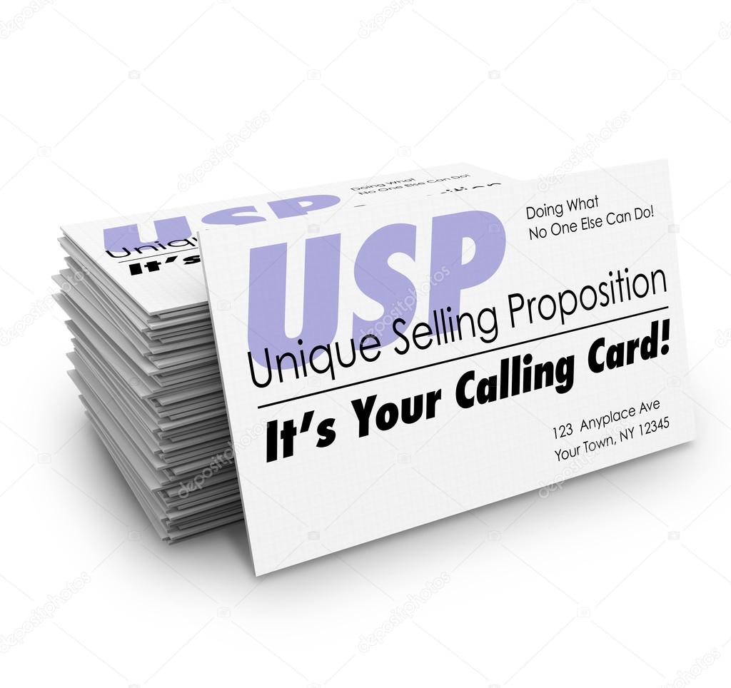 USP Unique Selling Proposition Your Calling Business Card Stak