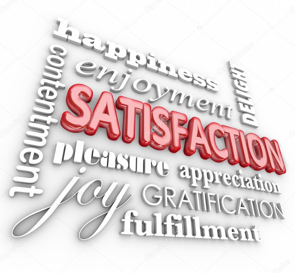 Satisfaction 3d Word Collage Happiness Enjoyment Customer Servic