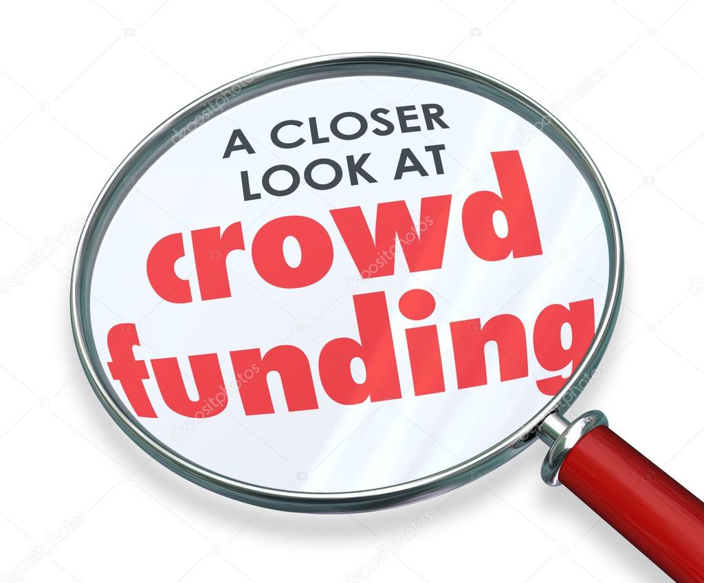 Crowd Funding Closer Look Magnifying Glass Words
