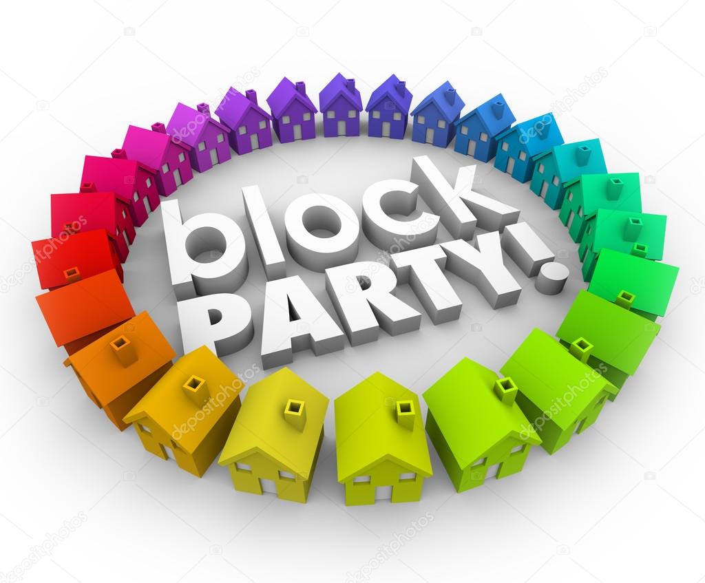 Block Party Houses Neighborhood Community Celebration Event