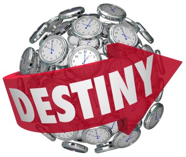 Destiny Word Arrow Around Clocks Future Fate Fortune Telling clipart