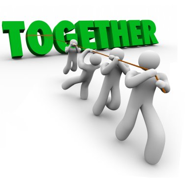 Team Puling Together Word Lifting 3d Letters Strength in Numbers clipart