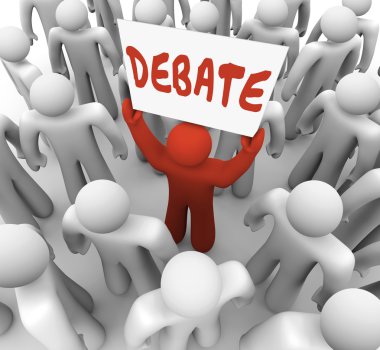 Debate Word Man Person Holding Sign Argument Dispute clipart
