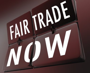 Fair Trade Now Words Retro Clock Tiles Equitable Pay Living Wage clipart