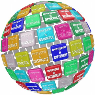 Everyone is Special Unique Different Extraordinary Globe Sphere clipart