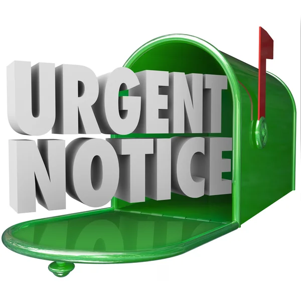 Urgent Notice Mail Critical Important Information Message Mailbo — Stock Photo, Image