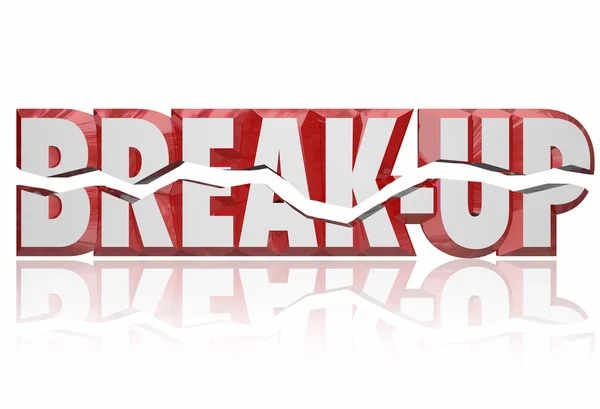 Break-Up 3d sözcük ayırma bölünmüş ortaklık boşanma — Stok fotoğraf
