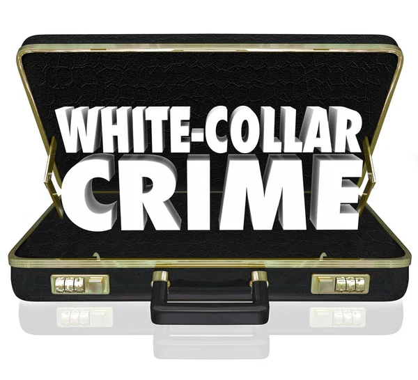 Білий комірець злочин 3d Слова портфель Ембезл шахрайство крадіжка — стокове фото