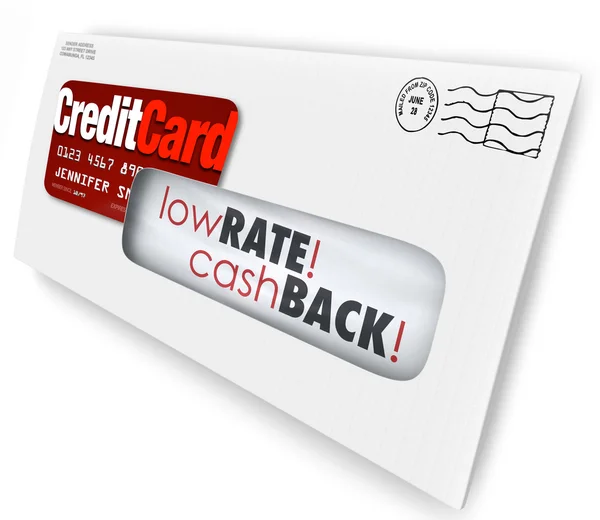 Carta di credito Offerta Lettera busta adescamento Basso tasso Cash Bac — Foto Stock