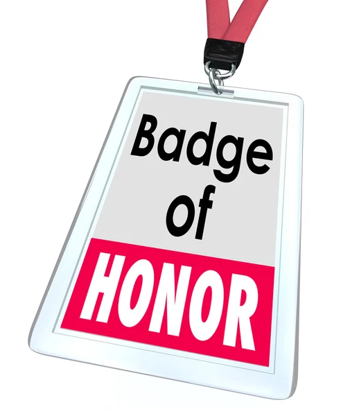 Distinção orgulhosa do orgulho do empregado das palavras do emblema da honra — Fotografia de Stock
