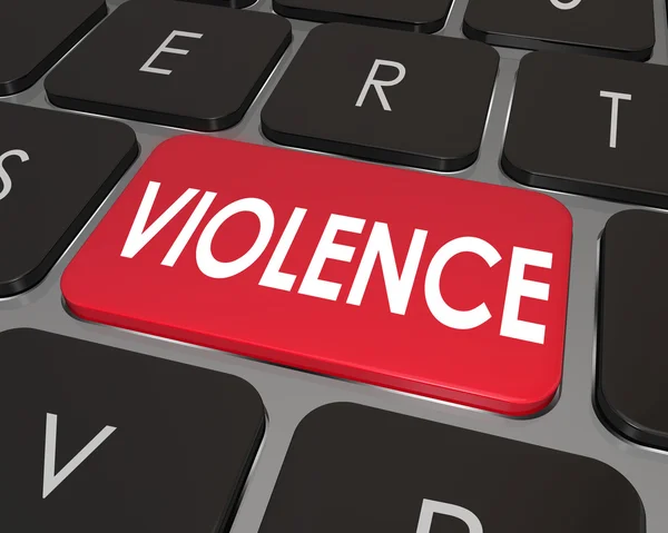 Насилие Красный компьютер клавиша клавиши Кнопка онлайн Опасность — стоковое фото