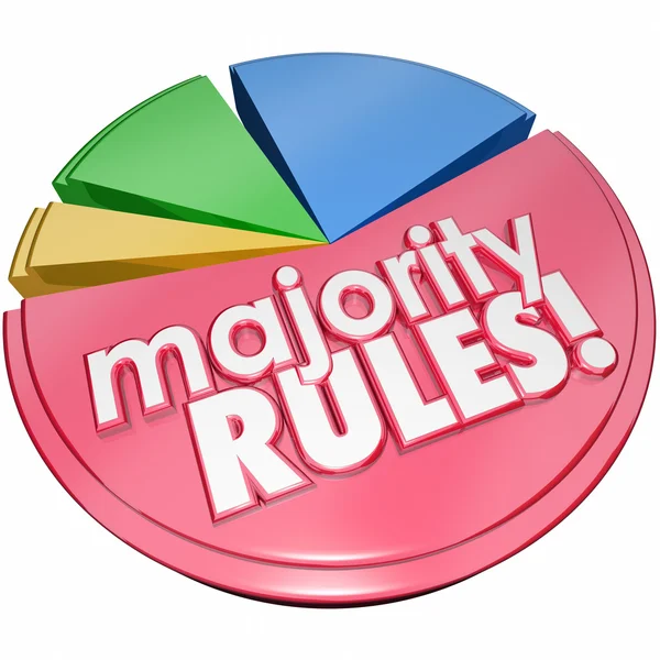 Majority Rules Words Pie Chart Election Favorite Most Votes Wins — Stock Photo, Image