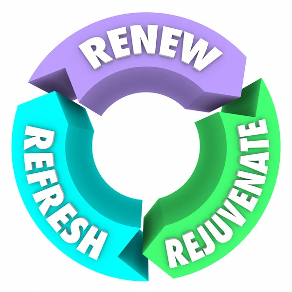 Renew Refresh Rejuvenate Words New Change Better Improvement — Stock Photo, Image