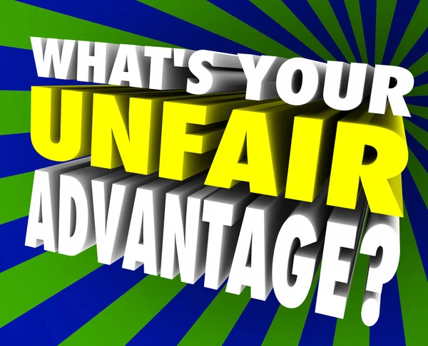 What 's Your Unfair Advantage Words Unique Winning Edge — стоковое фото