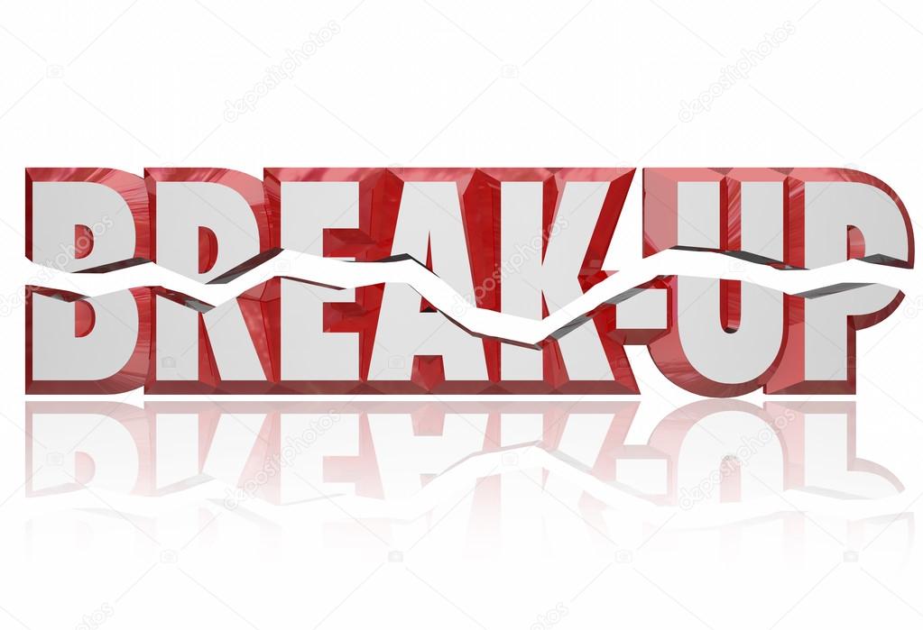 Break-Up 3d Words Divorce Separation Split Partnership