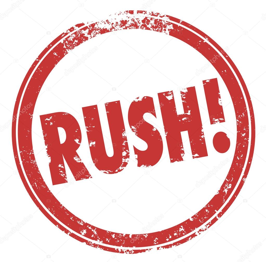 Rush Word Red Round Stamp Hurry Expedite Emergency Need