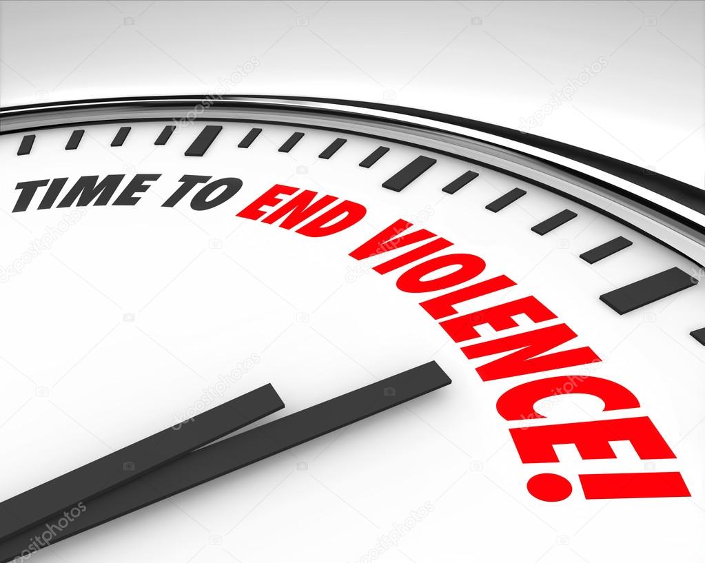 Time to End Violence Words Clock Protest Negotiate End War