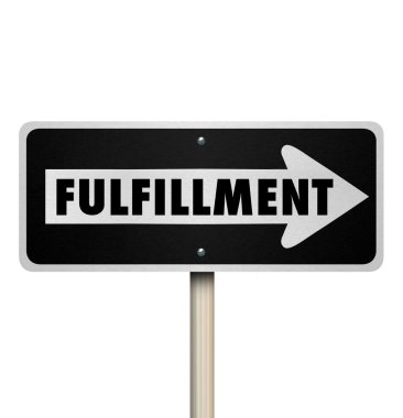 Fulfillment word on a one way sign clipart