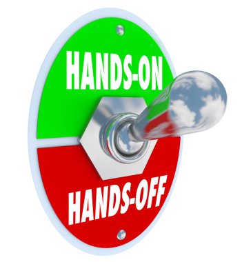 Hands On Vs Off words on a toggle switch clipart