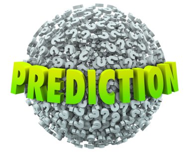Prediction words in 3d letters on a ball or sphere clipart