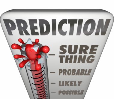 Prediction word on a 3d thermometer clipart