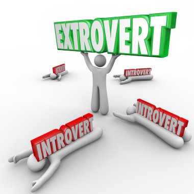 Extrovert vs Introverted people clipart