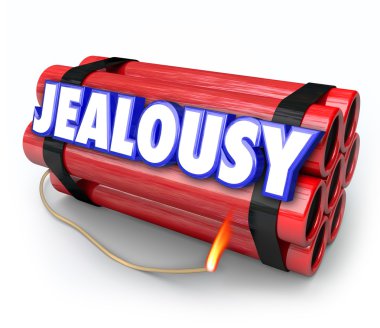 Jealousy word on a time bomb clipart