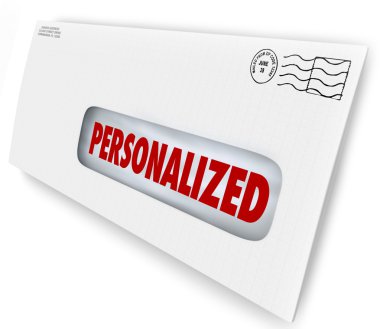 Personalized word on an envelope or letter with specific individual message clipart