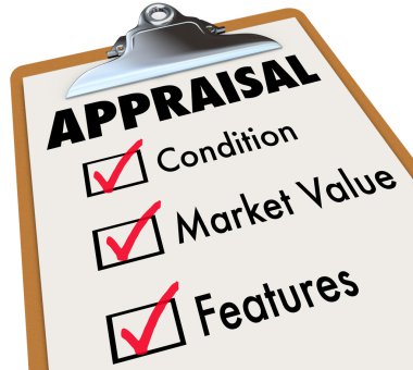 Appraisal word on a clipboard checklist with major assessment factors clipart