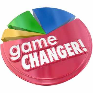 Game Changer words in 3d letters on a pie chart clipart