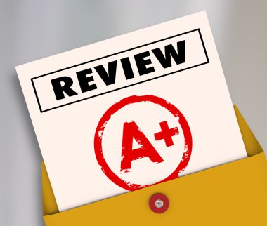Review word and A Plus grade on a report card clipart