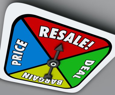 Resale word on a board game spinner clipart