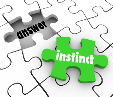 Instinct word on a green puzzle piece clipart