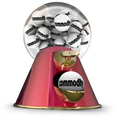 Commodity word on gumballs in a machine clipart