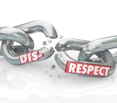 Disrespect word on breaking chain links clipart
