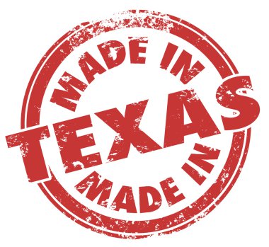 Yuvarlak kırmızı pul Texas kelimelerle yapılan