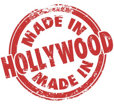 Yuvarlak kırmızı pul Hollywood kelimelerle yapılan